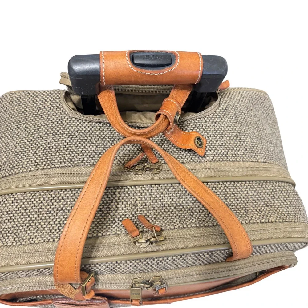 Hartmann‎ Mobile Office Bag Unisex Large Tan Tweed Leather Vintage Rolling